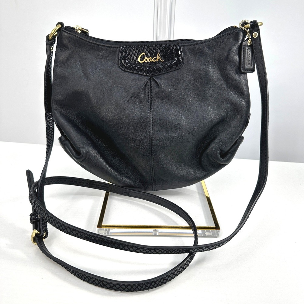 Coach Ashley Small Crossbody Bag Black Snake Texture Small Hobo Mini Satchel